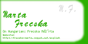 marta frecska business card